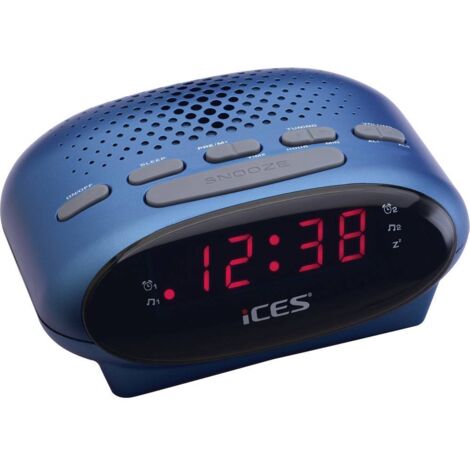 Radio-réveil FM avec double alarme et affichage LED - Bleu