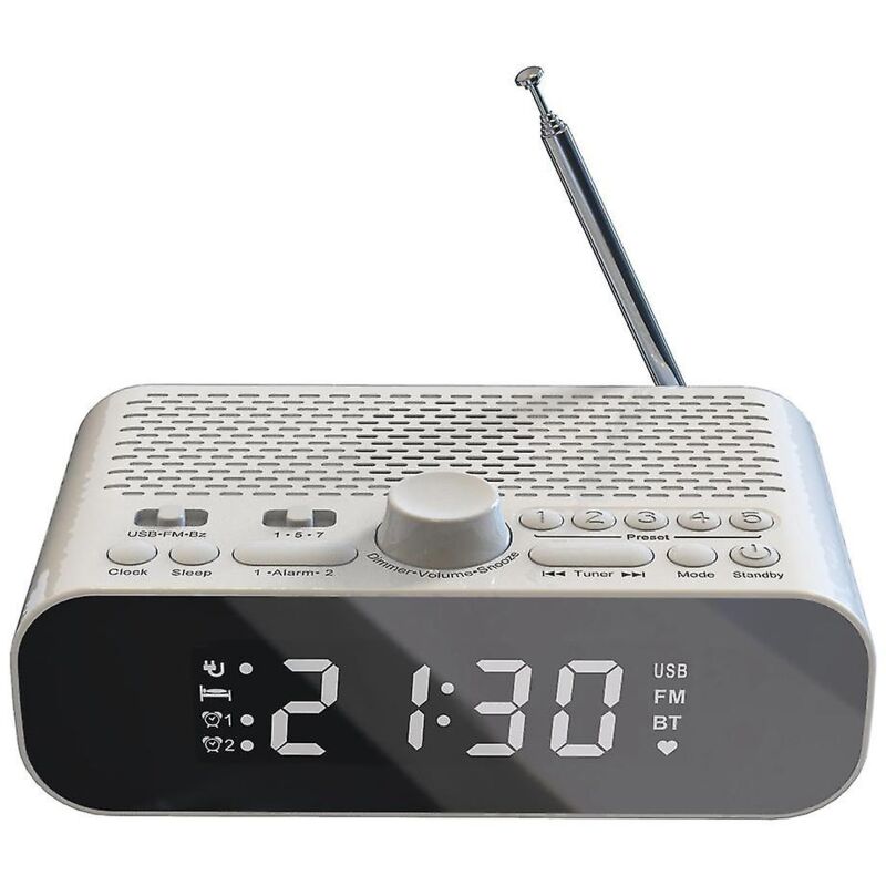 Radio-réveil fm avec lecture en streaming Bluetooth, affichage led, réveil, haut-parleur Hi-Fi 1500 mAh avec Woo