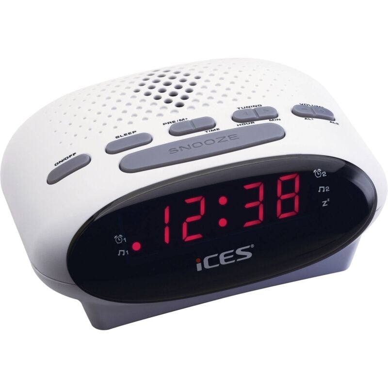 Ices - clock radio icr-210 white d'origine
