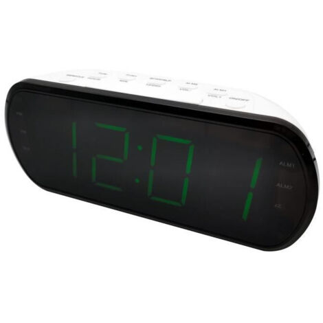Radio réveil grand affichage écran 1.8'', Radio FM , Dual alarme, led vert 1 por