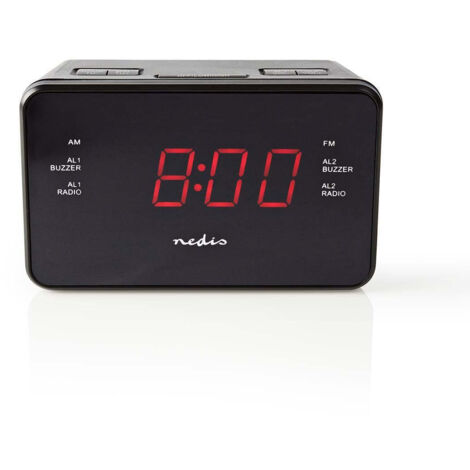 Radio reveil numerique affichage led 1x 35 mm entree audio projection de lheure amfm fonction snooze minuteur de sommeil nombre dalarmes 2 noir