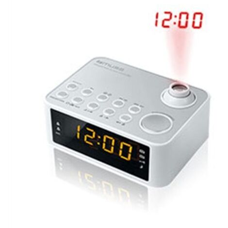 Radio-réveil numérique avec alarme double – Tuner FM/MW – Projection lumineuse de l'heure – Dimensions 5.8 x 14.9 x 11 cm – Couleur blanche – Muse - M-178PW