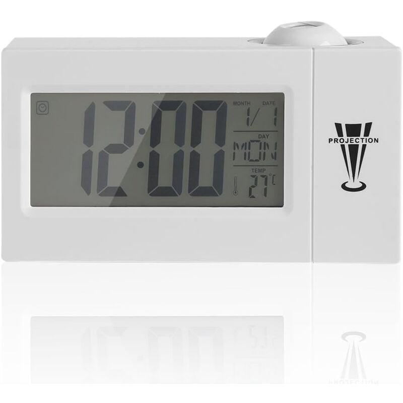 Fei Yu - Radio-réveil numérique avec projecteur, intensité variable, mise en veille programmable et affichage de la température intérieure, du jour