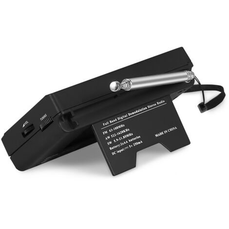 Radio Réveil Numérique Portable FM/AM/OC avec Affichage LED et Double Alarme, Noir