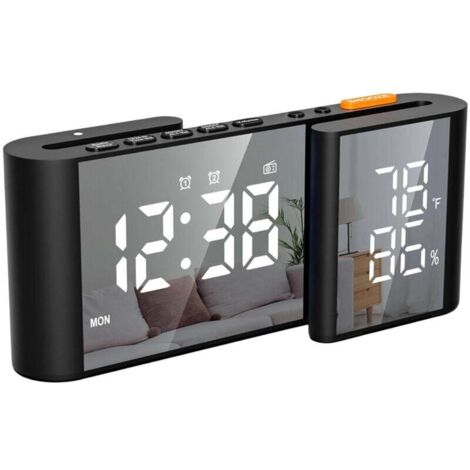 Radio-Réveil Numérique pour Chambre - Grand Écran LED avec Variateur de Luminosité, Radio FM de Chevet avec Minuteur de Sommeil, Affichage de la Température, Volume Réglable, Fonction Snooze - Port US