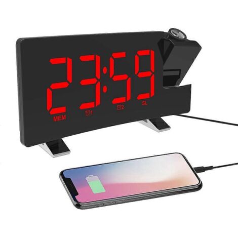 Radio-réveil numérique, projecteur de plafond incurvé à double projection
