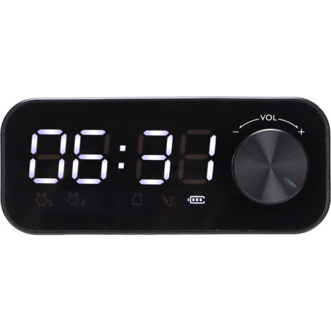 Radio-réveil portable B126 BT avec haut-parleur multifonction, horloge et alarme LED réglables - Noir