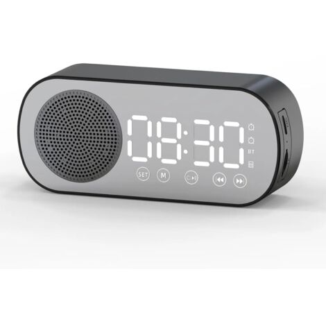Radio-Réveil, Réveil Numérique Portable Dual  sans Fil avec Haut-Parleur BT pour la Lecture, la Cuisine, L'équitation