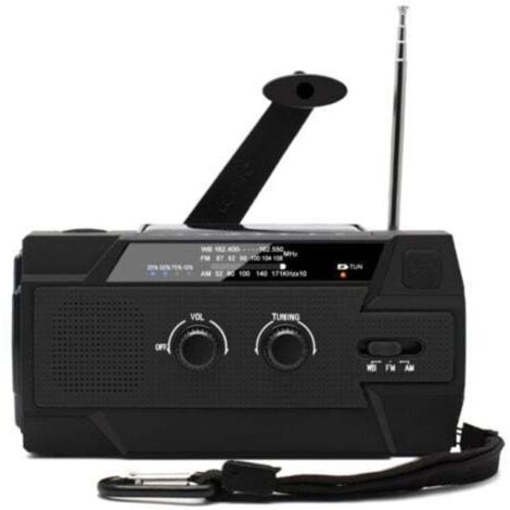 Radio Solaire à Manivelle Portable Radio Dynamo Rechargeable avec AM/FM/WB Batterie Rechargeable Intégrée 4000mAh 4 Modes Lampe de Poche LED Alarme SOS pour Urgence en Plein Air,noir