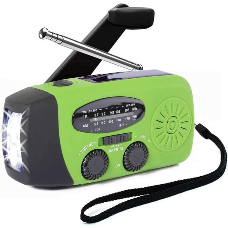 Radio solaire, AM/FM/NOAA, mini radio portable, entrée USB, rechargeable, avec lampe de poche LED et alarme SOS, pour camping, survie, voyage