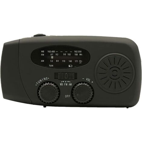 Radio solaire générique, radio météo à manivelle, radio d'alerte portable - Radio solaire chargée par USB, lampe de poche LED, radio AM/FM pour le camping de survie