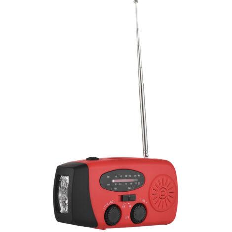 Radio solaire manivelle d'urgence AM/FM, batterie rechargeable 2000mAh, charge solaire, lampe torche LED, chargeur téléphone, lampe lecture camping