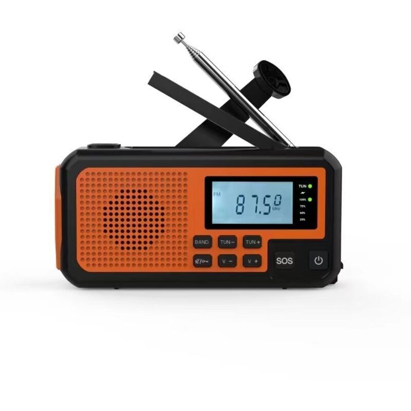 Radio solaire multifonctionnelle d'urgence à manivelle pour l'extérieur, lampe de lecture, lampe de poche, batterie externe, prévention des