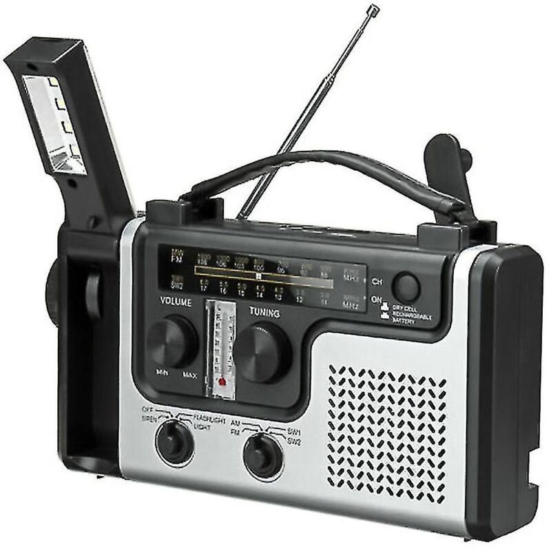 Radio solaire multifonctionnelle extérieure Radio fm / am portable Haut-parleur intégré Support led d'urgence f