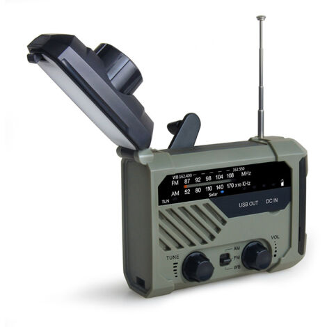 Radio Solaire Urgence Survie Hight Tech Militaire, Radio portative manivelle, Radio génératrice avec AM/FM, Radio d'urgence avec manivelle, équipement de Survie Professionnel
