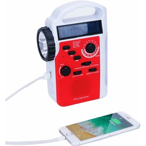 Solare Radio di Emergenza, Radio Manovella, AM/FM Radio Portatile con  Batteria Ricaricabile 2500mAh, Telefono Cellulare Ricaricabile, Torcia