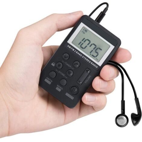 Radio tascabile AM/FM personale, robot VR portatile, mini lettore musicale digitale con batteria ricaricabile, cuffie, blocco schermo, ideale per camminare, fare jogging, fitness e campeggio.