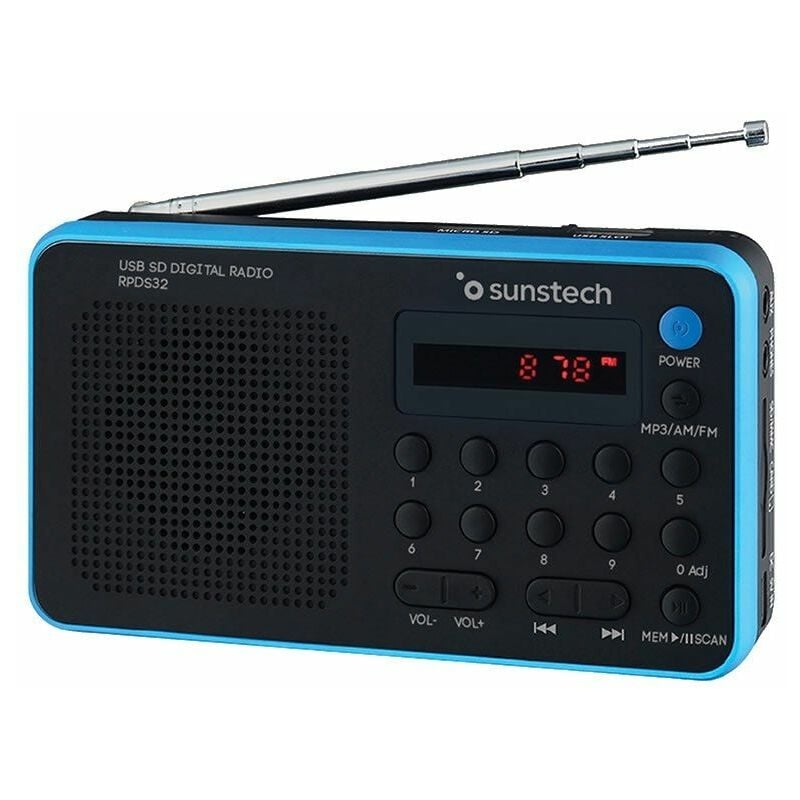 Radio portable Sunstech rpds32bl/ noir et bleu