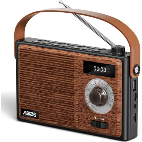 Radio Vintage Enceinte Bluetooth mit AM/FM Radio Portable Rechargeable avec Batterie 1500mAh Bluetooth Enceinte Connectée, Support pour USB/TF/AUX Cadeau Femme Homme Élégance à l'Ancienne