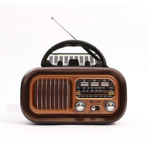 Radio Vintage Solaire 3 Bandes FM/AM/SW, Radio Portable à Cadran, Haut-parleur BT Multifonction, Prise en Charge TF.