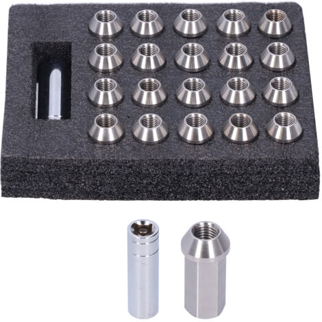 Radmuttern aus Edelstahl – 20 Stück, Gewinde M12x1,5, Höhe 1,8 Zoll (silber)