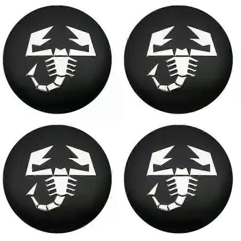 Radnabenkappen-Logoaufkleber (schwarz) für Fiat Abarth 124, 500 Grande, Punto Spider, 500C, 595C, 695C, Evo