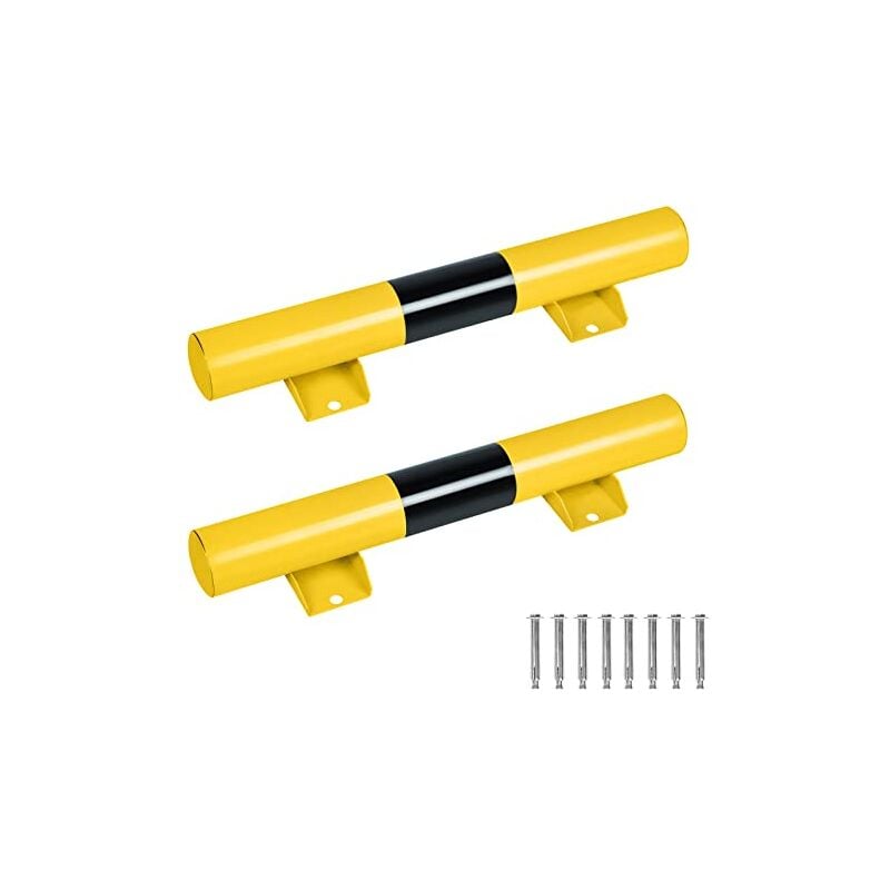 Radstopper Lot de 2 butoirs de stationnement en métal 60 x 13 x 9 cm avec vis d'expansion, Noir et jaune Naizy
