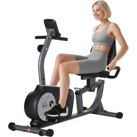 Radtrainer mit 8-stufigem Widerstand 122-137 x 62 x 103cm Stahl Grau+Schwarz+Silber