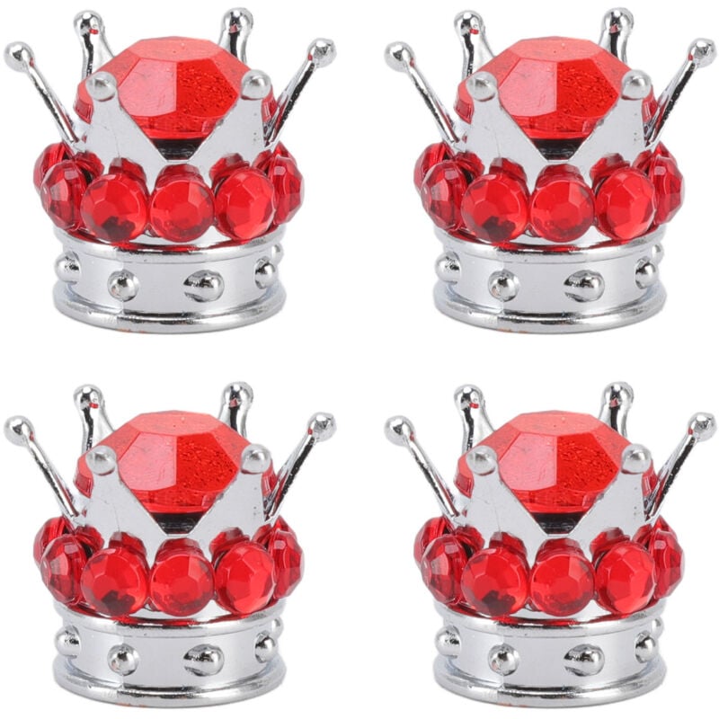 Image of Radventilkappen, verschleißfeste, kronenförmige Ventilkappen für Autos, LKWs und Fahrräder (Rot).