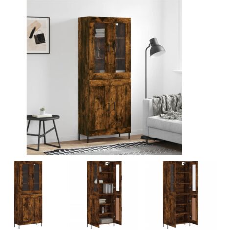 Räuchereiche - vidaXL Highboard Räuchereiche 69,5x34x180 cm Holzwerkstoff - Stauraum