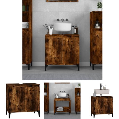 Räuchereiche - vidaXL Waschbeckenunterschrank Räuchereiche 58x33x60 cm Holzwerkstoff - Badezimmer Schrank