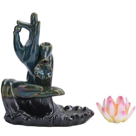Räuchergefäß „Buddha-Hand“ aus Keramik in Wasserfallform für Wohndekoration und Yoga-Accessoires