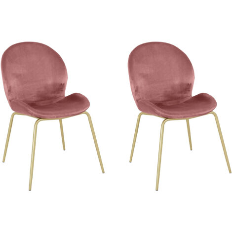 Rafael-Pack de 2 chaises en laiton rose velours