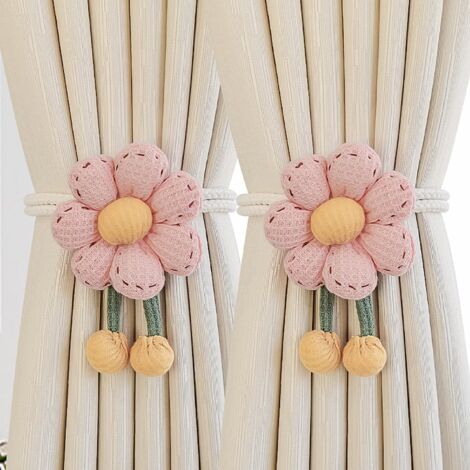 Raffhalter mit Sonnenblumenmuster für die Schlafzimmerdekoration (2 Stück, rosa)