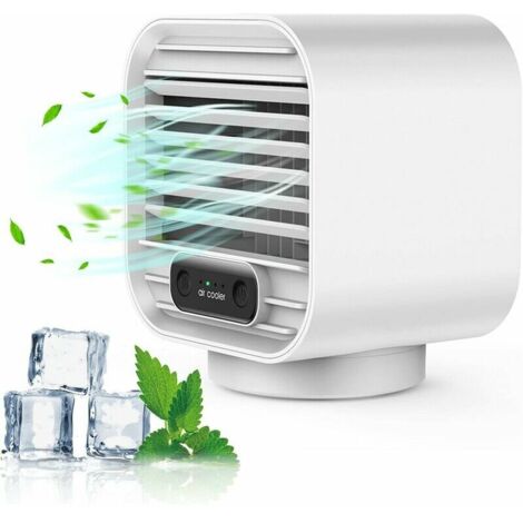 Raffrescatore d'aria portatile, condizionatore d'aria portatile 3 in 1, ventilatore, umidificatore, mini raffrescatore d'aria personale ricaricabile per casa e ufficio (bianco)