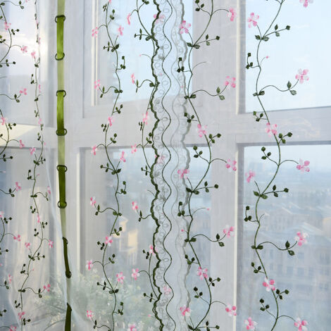 Raffrollos aus Tüll, transparente Vorhänge mit Chrysanthemenmuster für französische Fenster (80 x 100 cm, Polyester-Raffrollos)