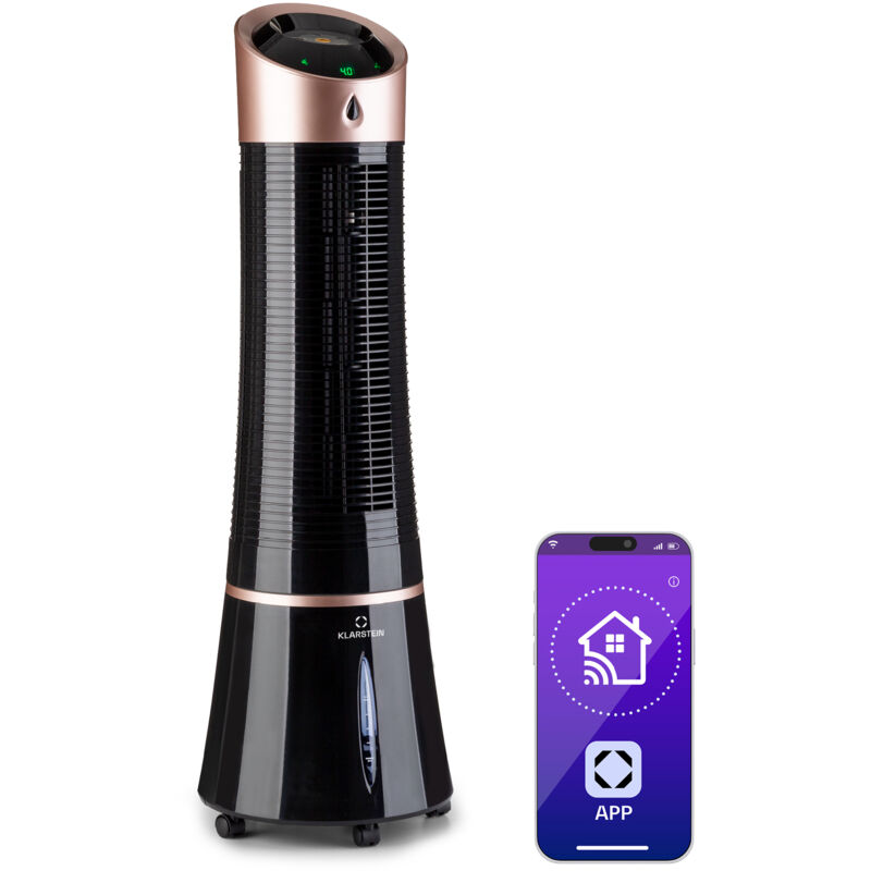 Klarstein - Rafraîchisseur d'Air 4 en 1 Skyscraper Ice Smart 210m³/h 30W Noir/Or Rose