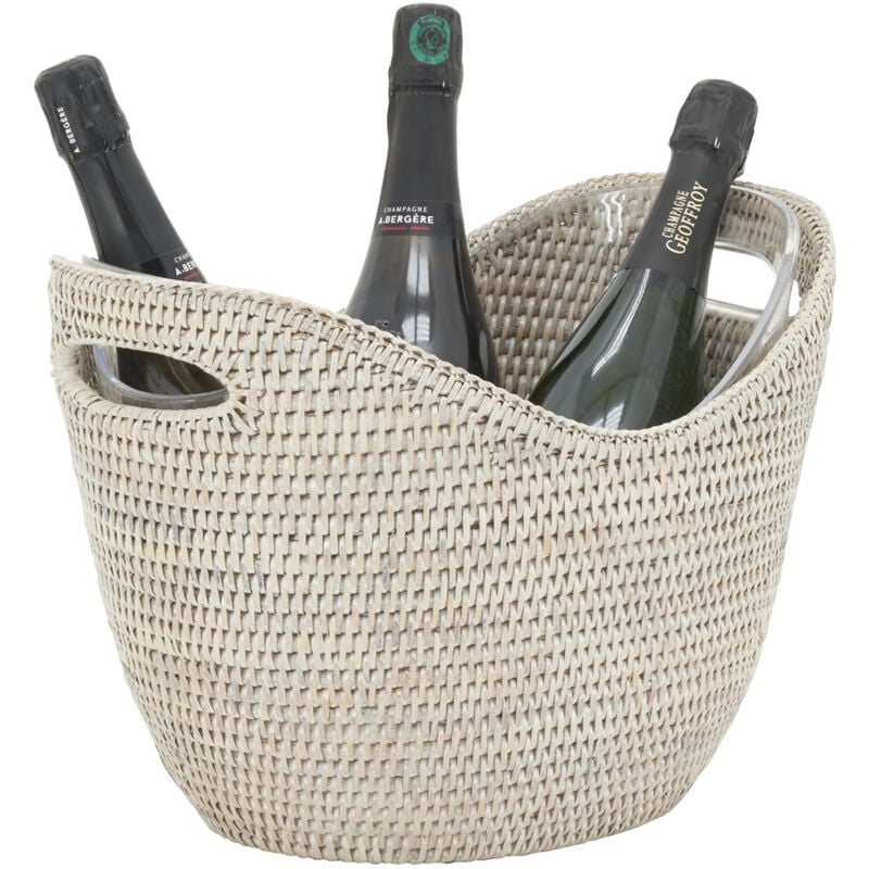 Rafraichisseur en rotin Rotin patiné blanc + Plexiglas