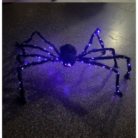 Ragno gigante di Halloween, decorazione spaventosa a forma di ragno peloso da 50 cm, ragno spaventoso nero lucido per decorazioni da giardino, prato, feste, interni ed esterni