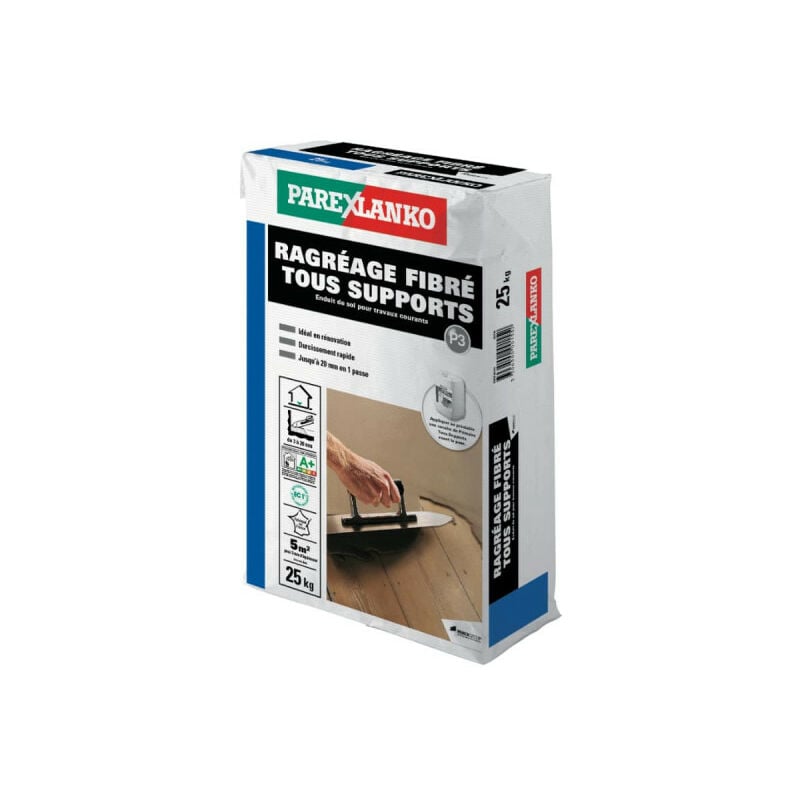 Parexlanko - Ragréage fibré tous supports convient jusqu'à 5m² environ - 25kg - 02611