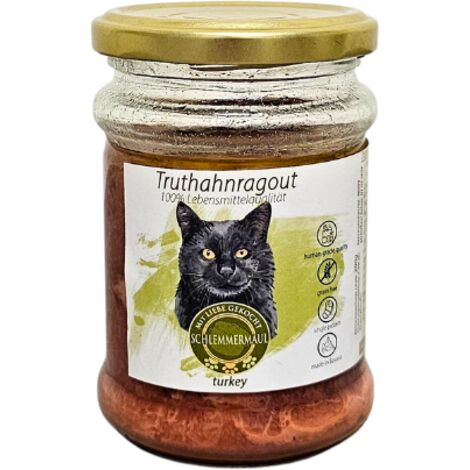Ragù di tacchino 200 g  Cibo monoproteico per gatti  Allergie e intolleranze alimentari  Schlemmermaul