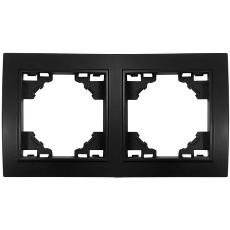 Rahmen 2-Fach für Steckdosen Schalter Unterputz 153x82x8mm horizontal Schwarz Matt