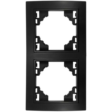 Rahmen 2-Fach für Steckdosen Schalter Unterputz 153x82x8mm vertikal Schwarz Matt