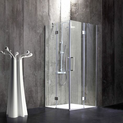 RAHMENLOSE DUSCHKABINE 80 × 80 AUS 6 MM KRISTALLGLAS LONDON