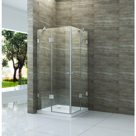 rahmenlose Duschkabine CADRONO 120 x 120 x 195 cm ohne Duschtasse
