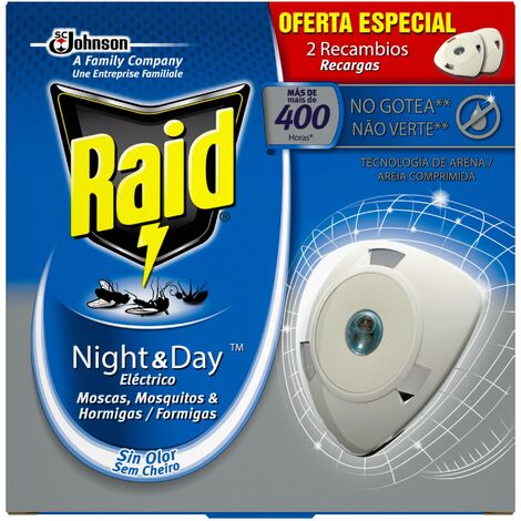 Raid eléctrico day & night, recambio de insecticida - Paquete de 2 x 19 gr - Total: 38 gr