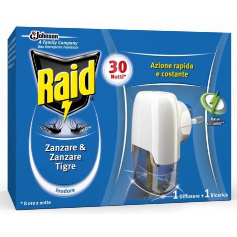 Raid Elettroemanatore + Liquido 30 Notti - 12 Pz