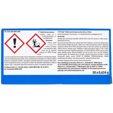 Raid Ricarica 30 Piastrine Repellenti per Zanzare - Protezione Notturna di 10 Ore