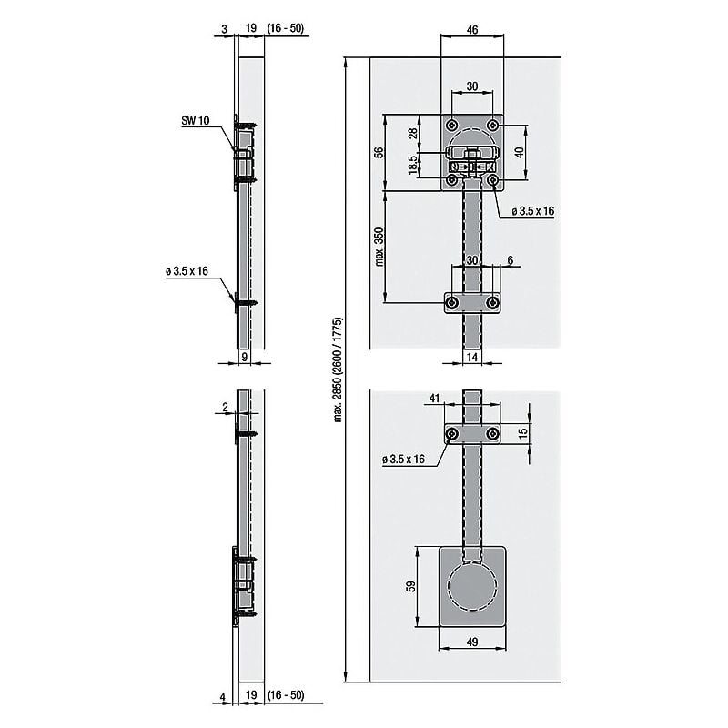Ferrure de redressement pour la stabilisation de portes coulissantes - Décor : Anodisé Hawa