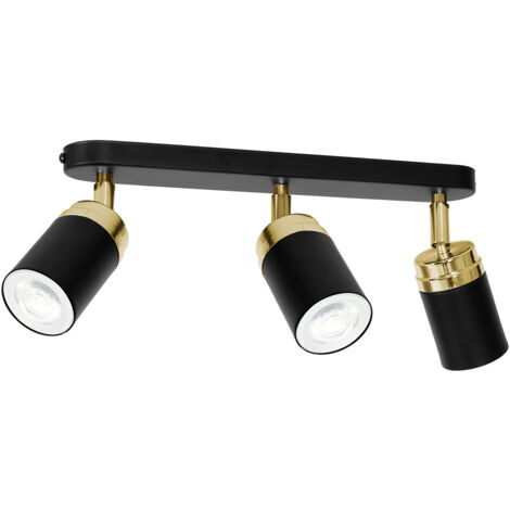 Rail 3 spots orientables noir/or GU10 Reno Luminex